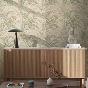 Boutique Congo Tropical Palm Leaf Sage & Rose Wallpaper by Graham & Brown 145704