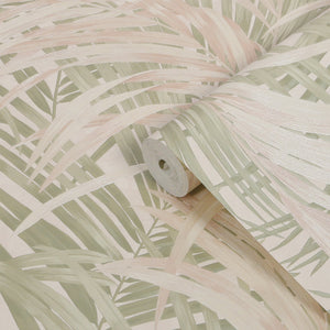Boutique Congo Tropical Palm Leaf Sage & Gold Wallpaper by Graham & Brown 145705