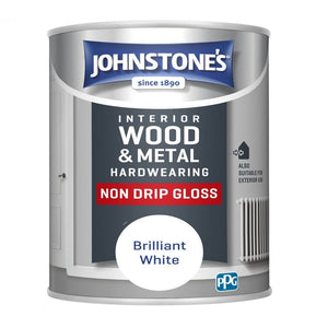 Brilliant White Non Drip Gloss - Johnstones Hardwearing Interior Wood & Metal Paint