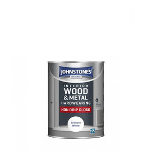Brilliant White Non Drip Gloss - Johnstones Hardwearing Interior Wood & Metal Paint