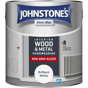 Brilliant White Non Drip Gloss - Johnstones Hardwearing Interior Wood & Metal Paint