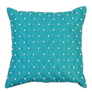 Pearl Small Beaded Cushion in Teal by CIMC
