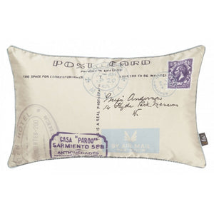 Shabby Chic Postcard Embroidered Cushion Eau De Nil by iLiv
