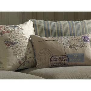 Shabby Chic Postcard Embroidered Cushion Eau De Nil by iLiv