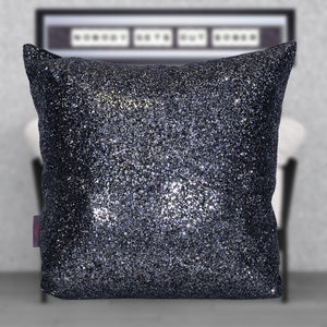 Glitter Cushion Gun Metal 45cm SHH CG-45-GUN