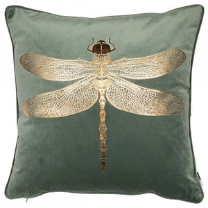 Dennis Copper Dragonfly Velvet 43cm Square Cushion from Malini