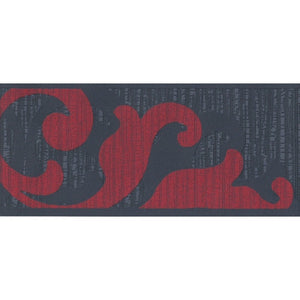Half Damask Border Charcoal / Red by AS Creation 5827-13