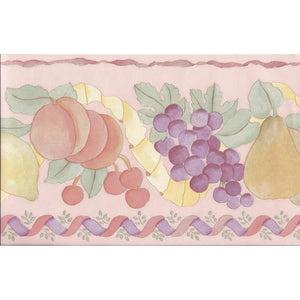 Fruit Vinyl Wallpaper Border in Pink by Coloroll 561811