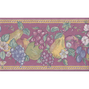 Kimberley Fruit 10 metre Wallpaper Border in Plum by Coloroll 512370