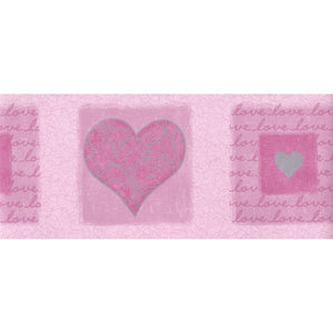 Kids Sweet Pink Love Heart Border by Coloroll DZ5034B