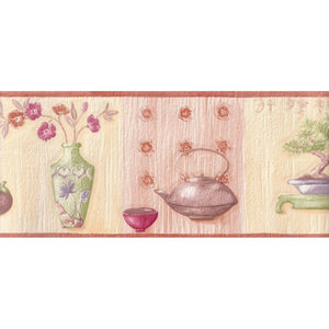 Oriental Vase and Flowers Border Cream / Peach by AS Creation 6175-21