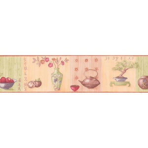 Oriental Vase and Flowers Border Cream / Peach by AS Creation 6175-21