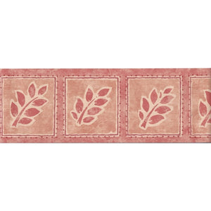 Topika Leaf Pink / Coral Vinyl Border by Coloroll 567295