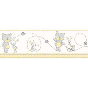 Bear & Boo Lemon / Grey Border by Decorline DLB50071