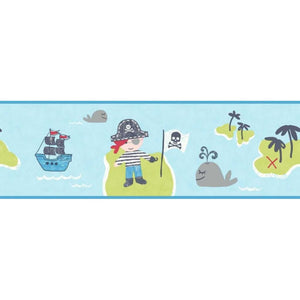 Pirates Boats Blue Border by Decorline DLB50088