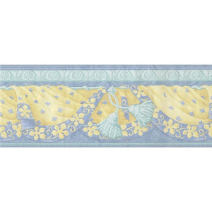 Swags and Tails Blue / Yellow Border by Crown 89693