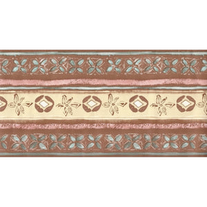 Aztec Stencil Floral Terracotta / Cream Border by Crown 58585