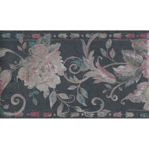 Consolata Floral Trail Charcoal Vinyl Border by John Wilman 555063