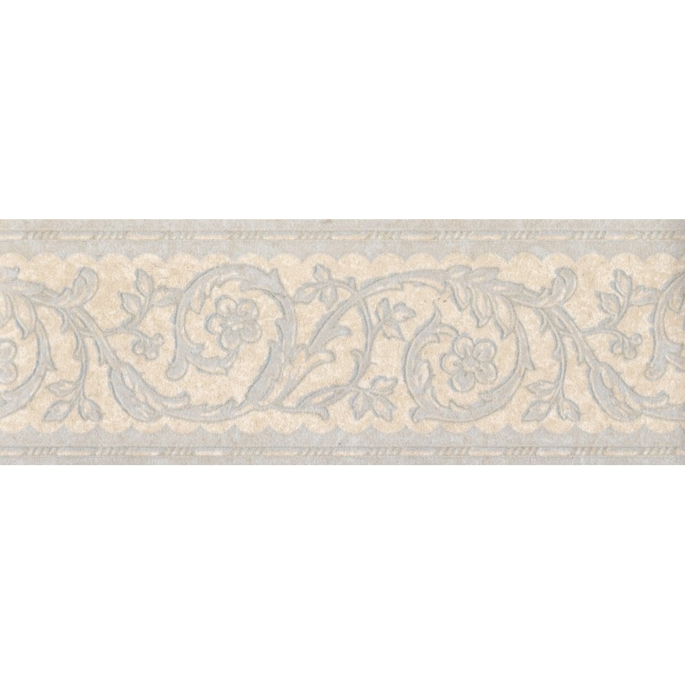 Scroll Acanthus Leaf Scroll Beige / Grey 10 Metre Border by Coloroll 212478