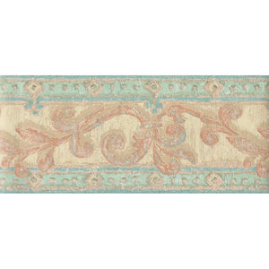 Shipton Scroll Green / Peach Border by Coloroll 328681