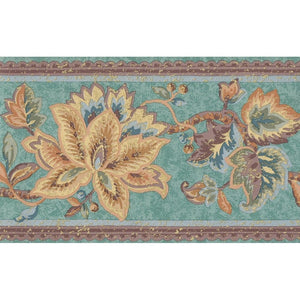Palace Gardens Jacobean Floral Green 7 Metre Vinyl Border by Fine Decor B5236