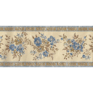 Alice Floral Blue / Brown / Cream Border by Coloroll 548669