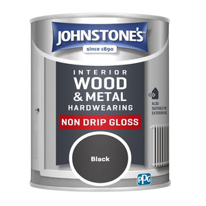 Black Non Drip Gloss - Johnstones Hardwearing Interior Wood & Metal Paint
