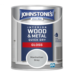 Manhattan Grey Quick Dry Gloss - Johnstones Interior Wood &amp; Metal Paint
