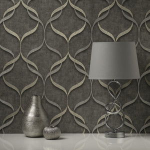 Milano-Wave-Trellis-Charcoal-Wallpaper-by-Fine-Decor-M95614