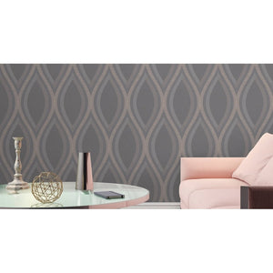 Strata-Wave-Charcoal-and-Rose-Gold-Wallpaper-by-Grandeco-A44502