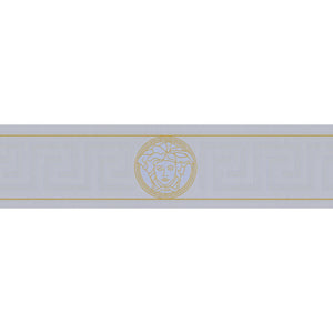 Versace Home Greek Key Silver / Gold Luxury Wallpaper Border by AS Creation 93522-5