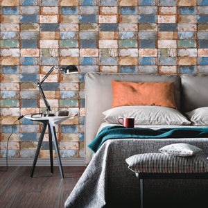 Natural-Faux-Brick-Effect-Blue-Gold-Wallpaper-by-design-id-NF232023