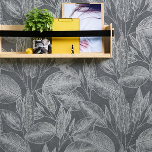 Attractive Leaves Black Metallic Wallpaper by Innova AS Creation 37836-4
