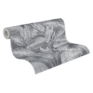Attractive Leaves Black Metallic Wallpaper by Innova AS Creation 37836-4
