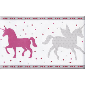 Esprit Kids 5 Bright Pink / Grey / White Unicorn Border by AS Creation 35705-2