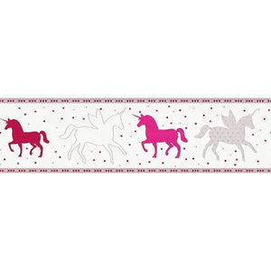 Esprit Kids 5 Bright Pink / Grey / White Unicorn Border by AS Creation 35705-2