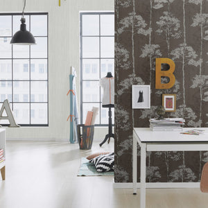 Hyde Park Trees Anthracite / Silver Wallpaper by Rasch 410839