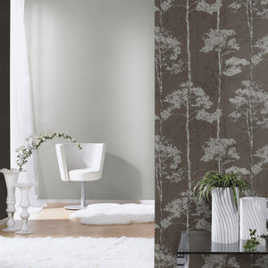 Hyde Park Trees Anthracite / Silver Wallpaper by Rasch 410839