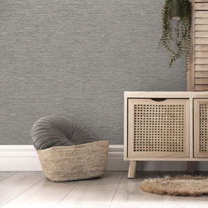 Miya-Grasscloth-Textured-Wallpaper-Grey-by-Fine-Decor-FD43155