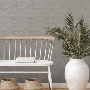 Miya-Grasscloth-Textured-Wallpaper-Grey-by-Fine-Decor-FD43155