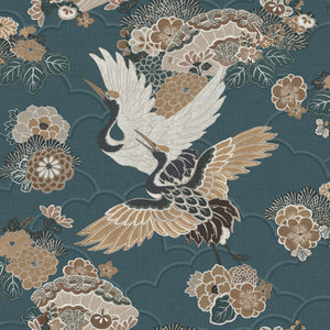 Akari-Kyoto-Cranes-Wallpaper-Teal-by-The-Design-Library-282770