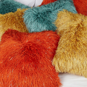 Glittered Shaggy Textured Mustard Cushion from CIMC