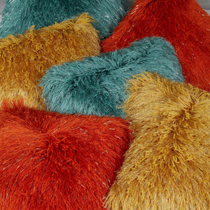 Glittered Shaggy Textured Mustard Cushion from CIMC