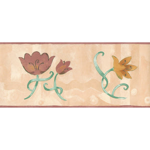 Ceroc Modern Tulip Peach 10 Metre Border by Fine Decor B5831