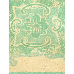 Ceroc Abstract Squares Cream / Green 10 Metre Border by Fine Decor B5841
