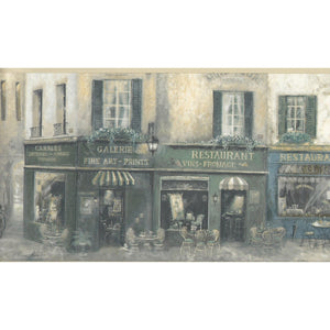 Parisian Cafe Blue / Cream Border by Rosedale KK79366