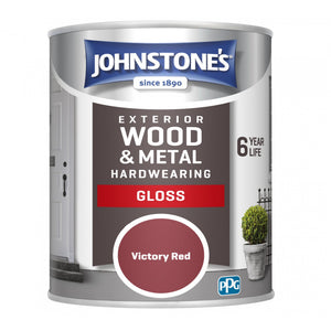 Victory Red Exterior Hardwearing Gloss - Johnstones Exterior Wood & Metal Paint