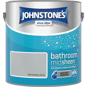 Manhattan Grey Soft Sheen Emulsion - Johnstones Bathroom Mid Sheen Wall and Ceiling Paint