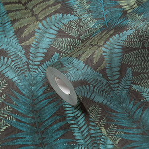 Famous-Garden-Tropical-Fern-Black-Aqua-Wallpaper-by-AS-Creation-39347-3