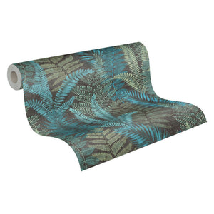 Famous-Garden-Tropical-Fern-Black-Aqua-Wallpaper-by-AS-Creation-39347-3